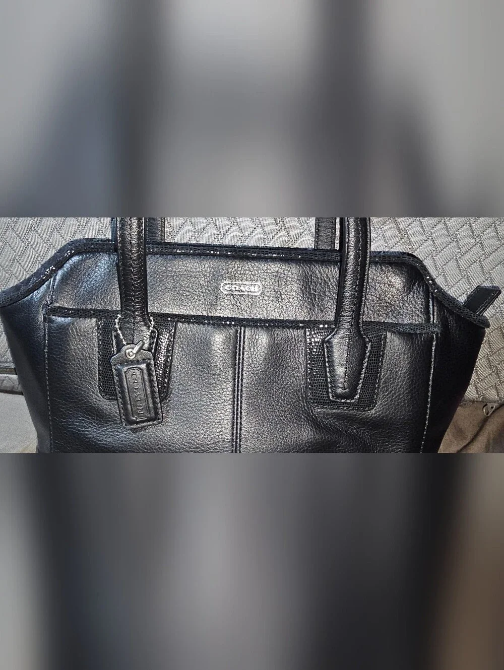Authentic Coach Black Leather Satchel Handbag
